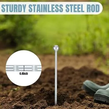Therwen 14'' Stainless Steel Soil Sampler Probe Soil Sampler for Lawn Plant Garden Farm Underground Soil Sampling Probing Moisture Meter Compaction Septic Tanks Locating Sampling