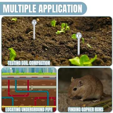 Therwen 14'' Stainless Steel Soil Sampler Probe Soil Sampler for Lawn Plant Garden Farm Underground Soil Sampling Probing Moisture Meter Compaction Septic Tanks Locating Sampling