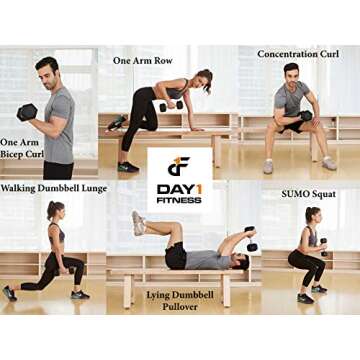 Day 1 Fitness 25lb Hex Dumbbell - Durable & Ergonomic Weight