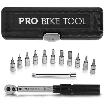 PRO BIKE TOOL 1/4 Inch Drive Click Bicycle Torque Wrench Set – 2 to 20 Nm – Maintenance Kit for ...