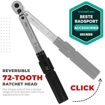 PRO BIKE TOOL 1/4 Inch Drive Click Bicycle Torque Wrench Set – 2 to 20 Nm – Maintenance Kit for Road and Mountain Bikes - Includes Allen and Torx Screws, Extension Bar and Storage Box - ISO Certified