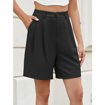Famulily Tailored High Waist Shorts for Women Black