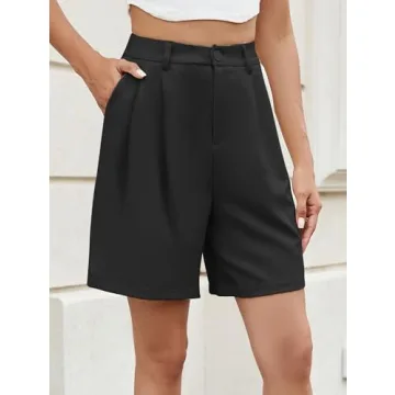 Famulily Tailored High Waist Shorts for Women Black
