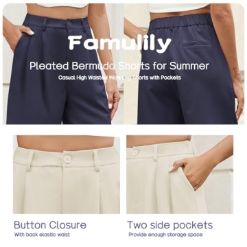Famulily Tailored High Waist Shorts for Women Black
