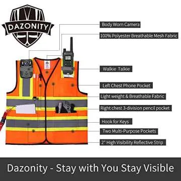 Dazonity Safety Vest with Multi-Pockets,2pcs,Reflective & High Visibility for Work,Construction,Parking,Warehouse,Yellow