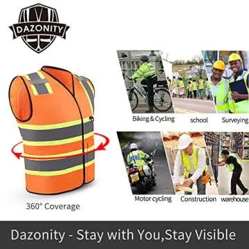 Dazonity Safety Vest with Multi-Pockets,2pcs,Reflective & High Visibility for Work,Construction,Parking,Warehouse,Yellow