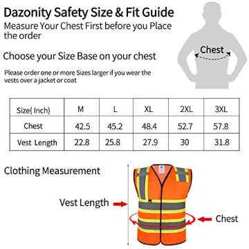 Dazonity Safety Vest with Multi-Pockets,2pcs,Reflective & High Visibility for Work,Construction,Parking,Warehouse,Yellow