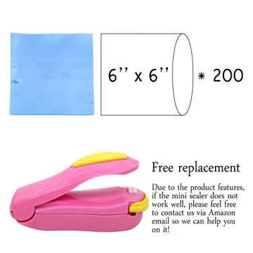 DecorRom Shrink Wrap Bags 200 pcs - 6 x 6 Inch - Bonus Mini Heat Sealer - Bags for Bath Bombs, Handmade Soaps and DIY Crafts