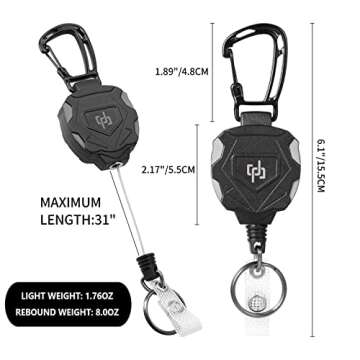 SHENGXIN Heavy Duty Retractable Keychain for ID Badge