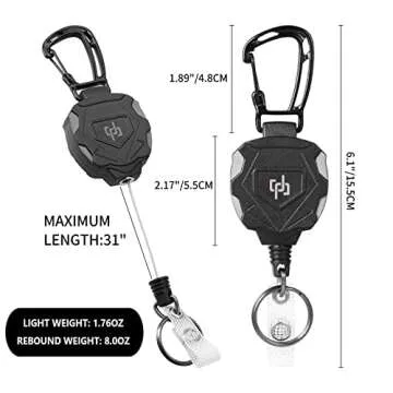 SHENGXIN Heavy Duty Retractable Keychain for ID Badge