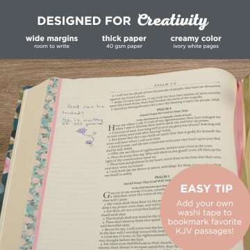 KJV Note-taking Bible, Special Edition, Journal Space, Reading Plan, Maps, Concordance, King James Version Holy Bible, Margo Peach Floral, 8.65 pt. (KJV Note-taking Loveall Edition)