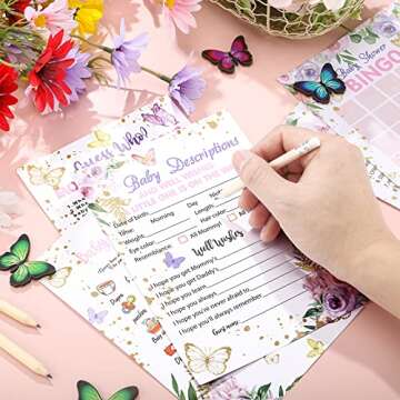 Sinmoe 145 Pieces Baby Shower Games 5 Games Set Baby Shower Games Activities with 20 Pencils Funny B...