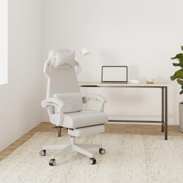 GTRACING Gaming Chair, Computer Chair with Mesh Back, Ergonomic Gaming Chair with Footrest, Reclining Gamer Chair with Adjustable Headrest and Lumbar Support for Gaming and Office (White)