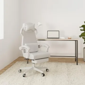 GTRACING Gaming Chair, Computer Chair with Mesh Back, Ergonomic Gaming Chair with Footrest, Reclining Gamer Chair with Adjustable Headrest and Lumbar Support for Gaming and Office (White)