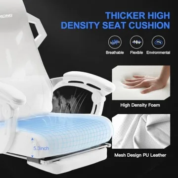 GTRACING Gaming Chair, Computer Chair with Mesh Back, Ergonomic Gaming Chair with Footrest, Reclining Gamer Chair with Adjustable Headrest and Lumbar Support for Gaming and Office (White)