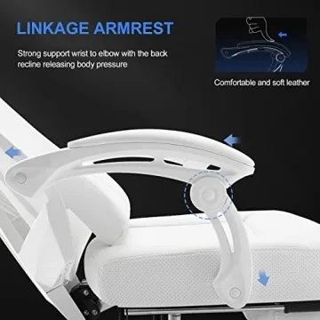 GTRACING Gaming Chair, Computer Chair with Mesh Back, Ergonomic Gaming Chair with Footrest, Reclining Gamer Chair with Adjustable Headrest and Lumbar Support for Gaming and Office (White)