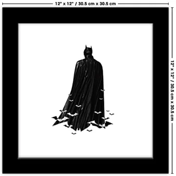 Batman Bat Cape Graphic Wall Art Black Framed 12x12