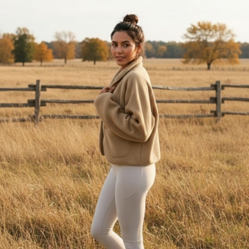 Yeokou Women's Cropped Sherpa Lined Fleece Jacket Winter Warm Button Down Fuzzy Coats