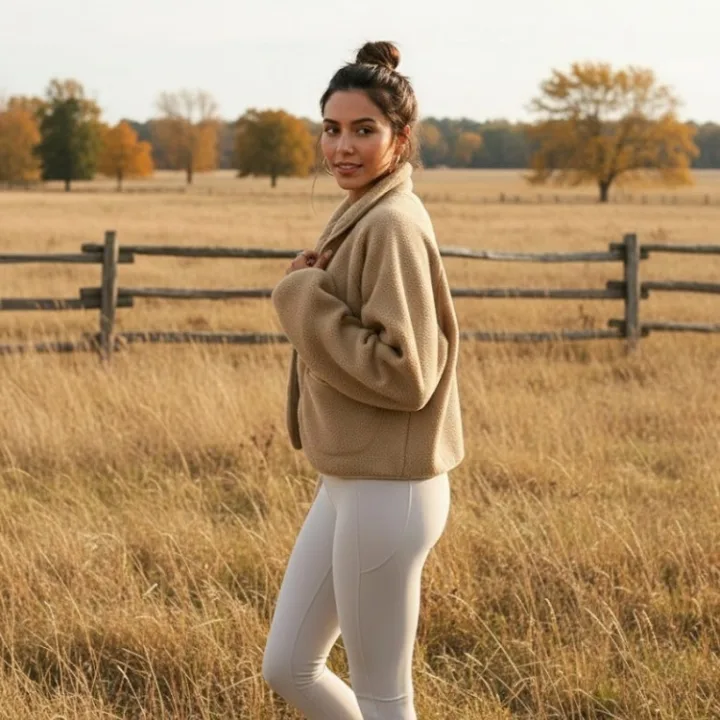 Yeokou Women's Cropped Sherpa Lined Fleece Jacket Winter Warm Button Down Fuzzy Coats