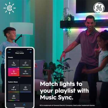 GE CYNC Dynamic Effects A19 Color Changing Light Bulbs with Music Sync, RGB LED Light Bulb, Room Décor Aesthetic WiFi Smart Light, Works with Amazon Alexa and Google, 2 Bulbs