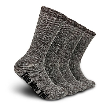 Time May Tell Men's Merino Wool Hiking Socks - Thermal Warm Crew Winter Boot (2 Pairs, Brown, Size 9...