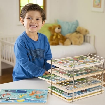 Melissa & Doug Puzzle Storage Rack for Kids Organization