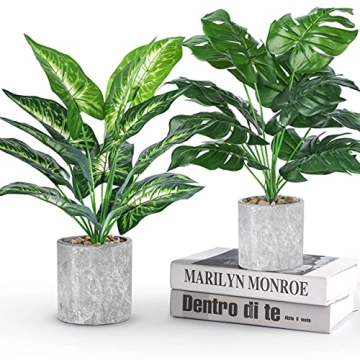 Der Rose 2 Pack Fake Plants for Office Desk and Home Decor