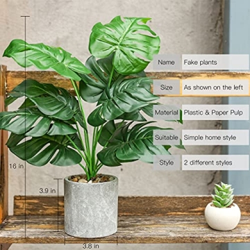 Der Rose 2 Pack Artificial Potted Plants for Home Decor