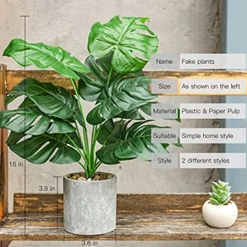 Der Rose 2 Pack Artificial Potted Plants for Home Decor