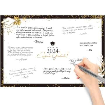Gloween Graduation Decorations Class of 2024, Graduation Card Box/Holder with 50 Graduation Advice Cards And Guest Signature Book Board, Great for Graduation Party (Black)