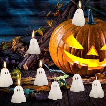 EBaokuup 20 PCs Halloween Ghost Candles Fun Spooky Decor