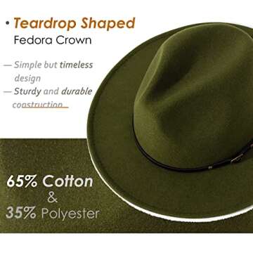 Lisianthus Women Belt Buckle Fedora Hat - Stylish Olive Green for Any Occasion