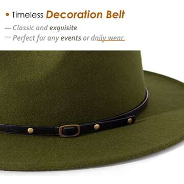 Lisianthus Olive Green Belt Buckle Fedora Hat