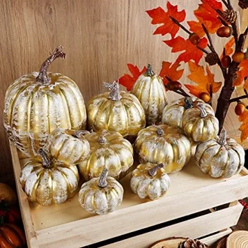 Beautiful Assorted Sizes Golden Pumpkins for Fall Decor