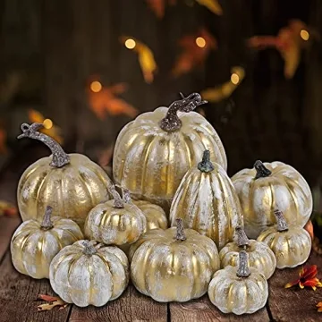 Beautiful Assorted Sizes Golden Pumpkins for Fall Decor