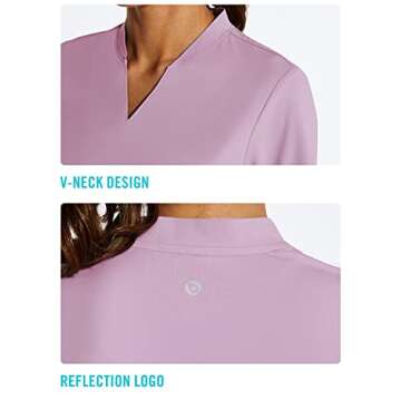BALEAF Women's Golf Tennis Shirts V-Neck Lightweight Quick Dry UPF 50+ Sun Protection Short Sleeve Polo Shirts Collarless