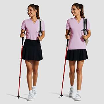 BALEAF Women's Golf Tennis Shirts V-Neck Lightweight Quick Dry UPF 50+ Sun Protection Short Sleeve Polo Shirts Collarless
