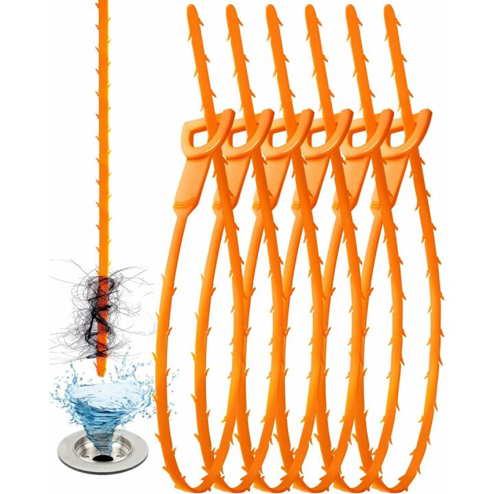 Drain Snake Clog Remover Tool - 25 Inch 6 Pack