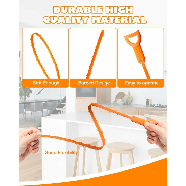 Drain Snake Clog Remover Tool - 25 Inch 6 Pack