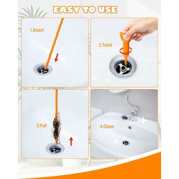 Drain Snake Clog Remover Tool - 25 Inch 6 Pack