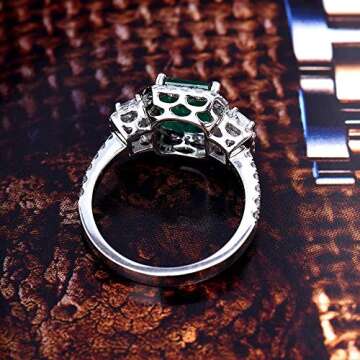 Stunning Lanmi Emerald Engagement Ring in 14K White Gold