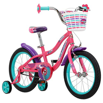 Schwinn Jasmine 16-Inch Kids Bike with Training Wheels & Basket - Pink
