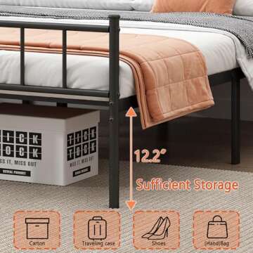 DIIYIV Full Bed Frame-Classic Metal Platform Bed Frame,Mattress Foundation with Steel Slat Support,Under Foundation Storage,No Box Spring Needed, Easy Assembly, Full Size
