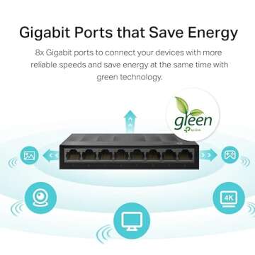 TP-Link Litewave 8 Port Gigabit Ethernet Switch | Desktop Ethernet Splitter | Plastic Case | Unshielded Network Switch | Plug & Play | Fanless Quiet | Unmanaged (LS1008G)