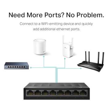 TP-Link Litewave 8 Port Gigabit Ethernet Switch | Desktop Ethernet Splitter | Plastic Case | Unshielded Network Switch | Plug & Play | Fanless Quiet | Unmanaged (LS1008G)