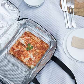 VP Home Insulated Casserole Carrier for Hot or Cold Food - 16x11x8-Inch Double Food Container Travel Bag - Expandable Compartments Lunch Bag - Garden Party Design