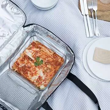 VP Home Insulated Casserole Carrier for Hot or Cold Food - 16x11x8-Inch Double Food Container Travel Bag - Expandable Compartments Lunch Bag - Garden Party Design