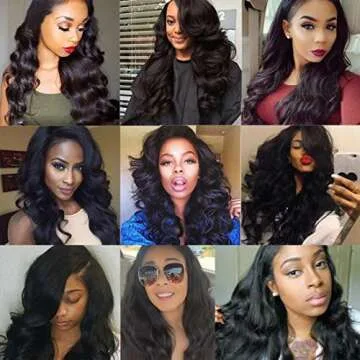 A ALIMICE Brazilian Body Wave Bundles With 4x4 Lace Closure with Body Wave 3 bundles Virgin Human Hair Bundles Natural Color (10 12 14 + 10 closure)