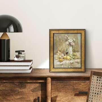 Golden State Art, 8x10 Antique Gold with Black Trim Color Frame - Easel Stand, Sawtooth Hanger - Lan...
