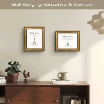 Golden State Art, 8x10 Antique Gold with Black Trim Color Frame - Easel Stand, Sawtooth Hanger - Landscape, Portrait Display - Great for Postcards, Photographs